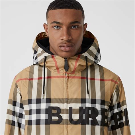 burberry horseferry print check nylon hooded jacket|Check Jacket in Archive beige .